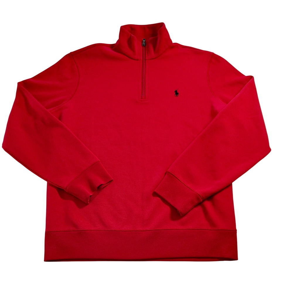 Polo Ralph Lauren Mens Red Quarter Zip Pullover Sweatshirt Size M Pony Logo
